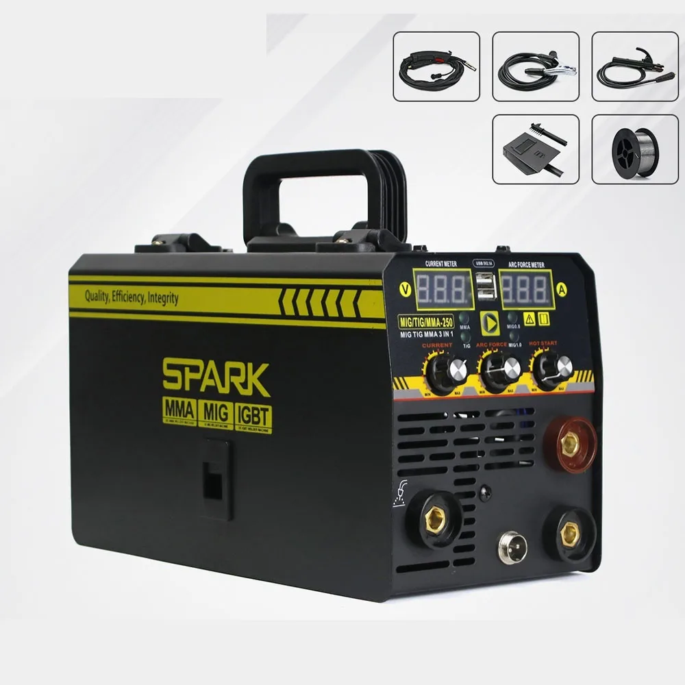 Portable Aluminium Electric 250 Amp Igbt Mig Tig Mma Argon Arc Welder 3 in 1 Welding Machine Ac Dc