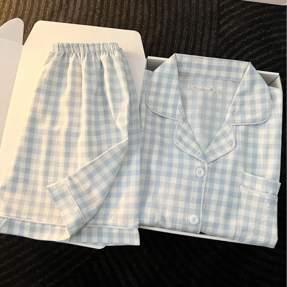 Ins Japanese-Style Minimalist Women's Pajamas Summer Bubble Cotton Cute Girl Loose Short-Sleeve Shorts Loose Summer Outfit Set