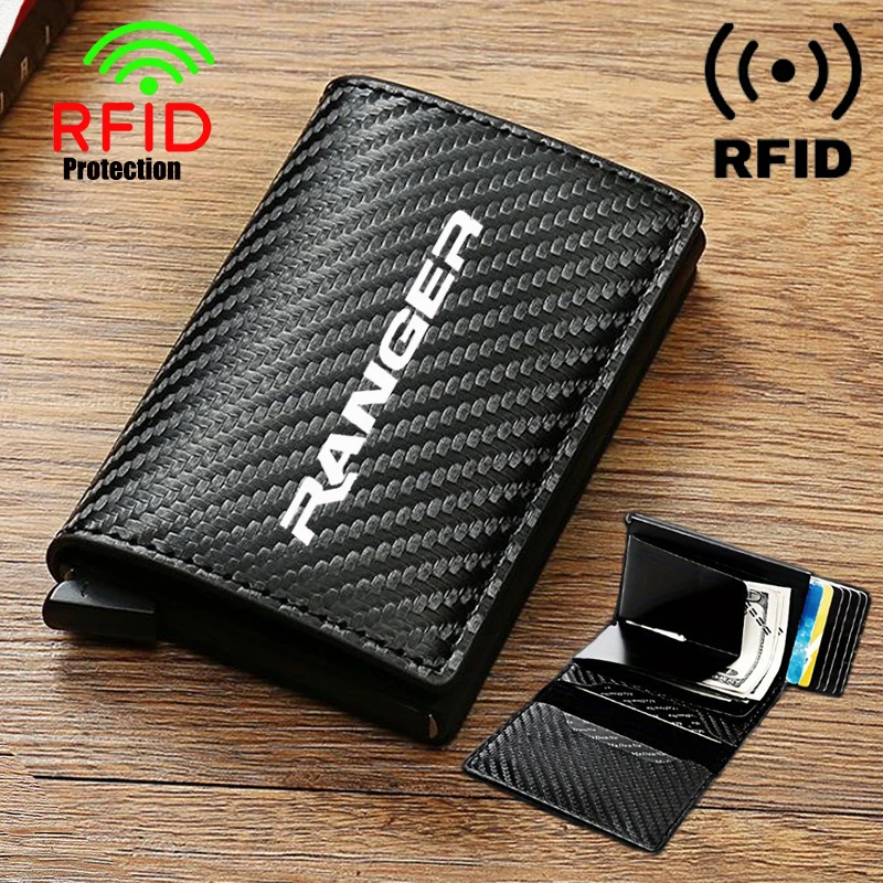 Anti Thief Rfid Credit Card Carbon Fiber Leather Men Wallet Gifts For Ford Ranger Raptor Wildtrak 2023 T6 XLT T7 T8 XLS 4X4 2019