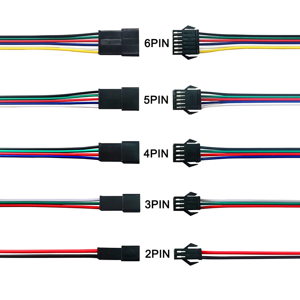 15cm 2-6pin JST Connector Cable for RGB/RGBW LED Strips WS2812B SK6812 5050 3528 Wholesale 10-100 Pairs Bulk Sale Fast Shipping