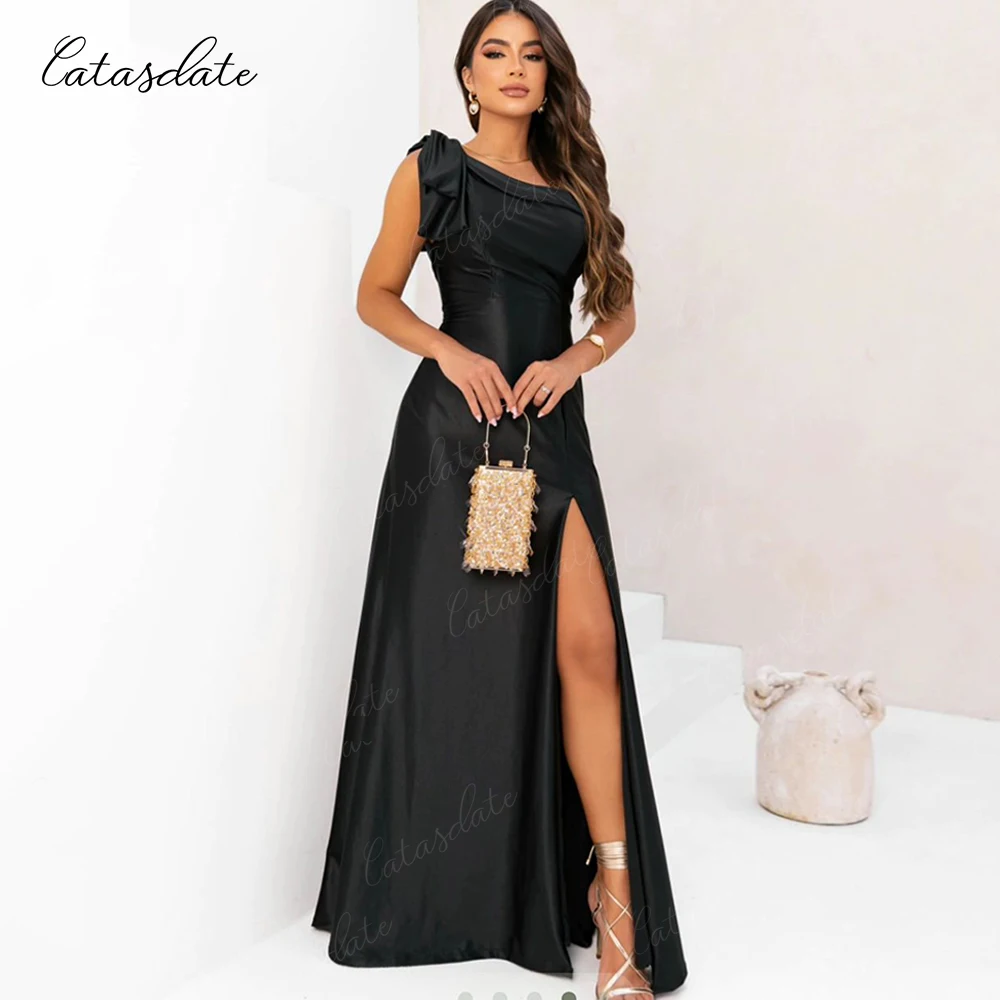 Catasdate Long Party Dress One Shoulder Evening Dress for Women Formal Dresses for Special Events High Slit vestidos de festa