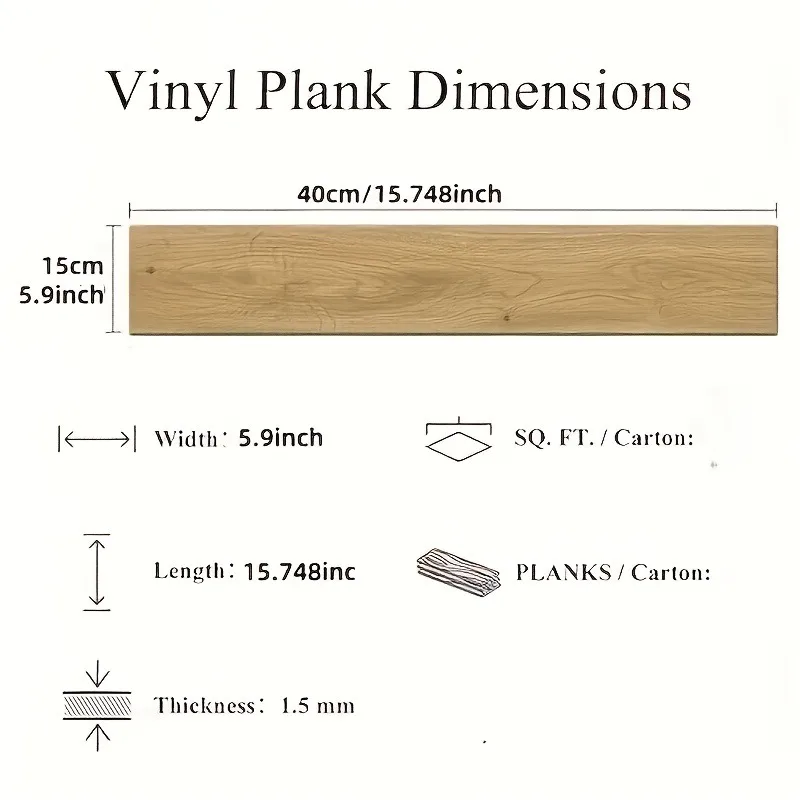 40pcs Self-Adhesive Waterproof Wood Vinyl Floor Tiles Peel-and-Stick Removable Living Room Hallway Office Hotel DIY Renovation