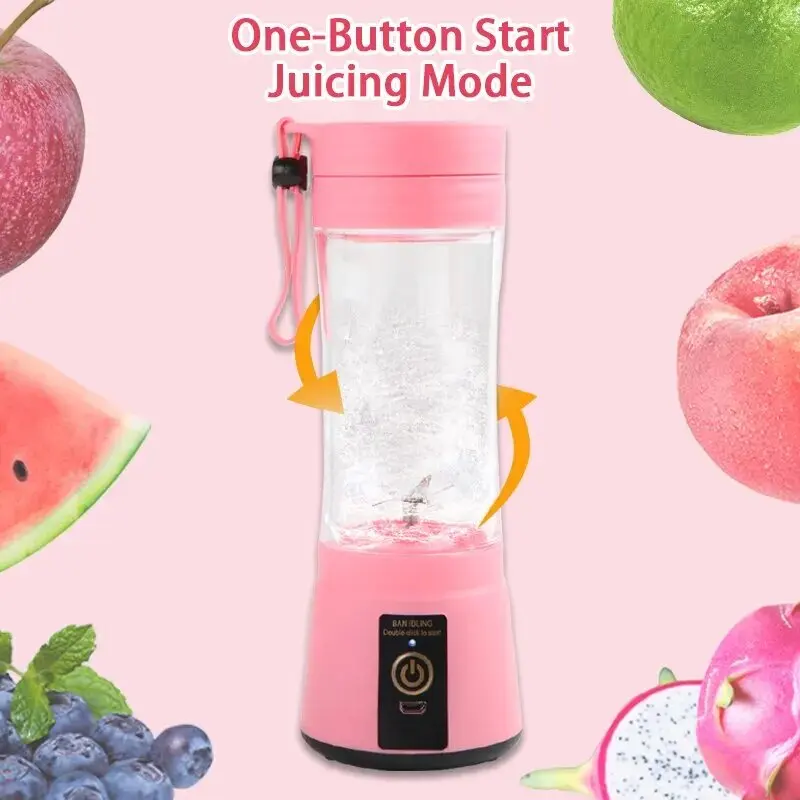 Mini Juicer Home Electric 6 Blades Portable Rechargeable Juice Cup Fruit Blender Kitchen Small Automatic Handheld Smoothie Food