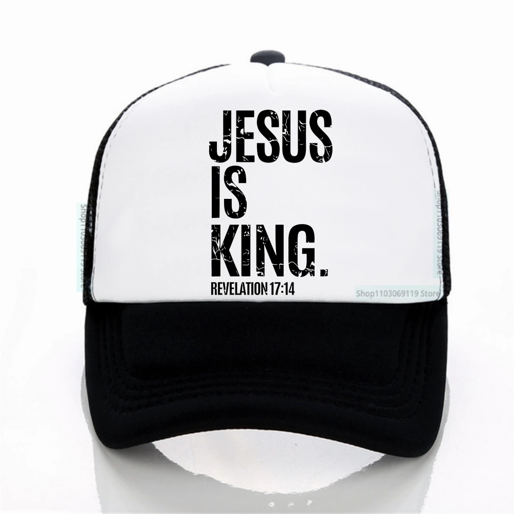 

Jesus Is King Print hat for Men Fashion Casual Net breathable hat Summer Casual men Women Baseball Cap Christian Faith hats