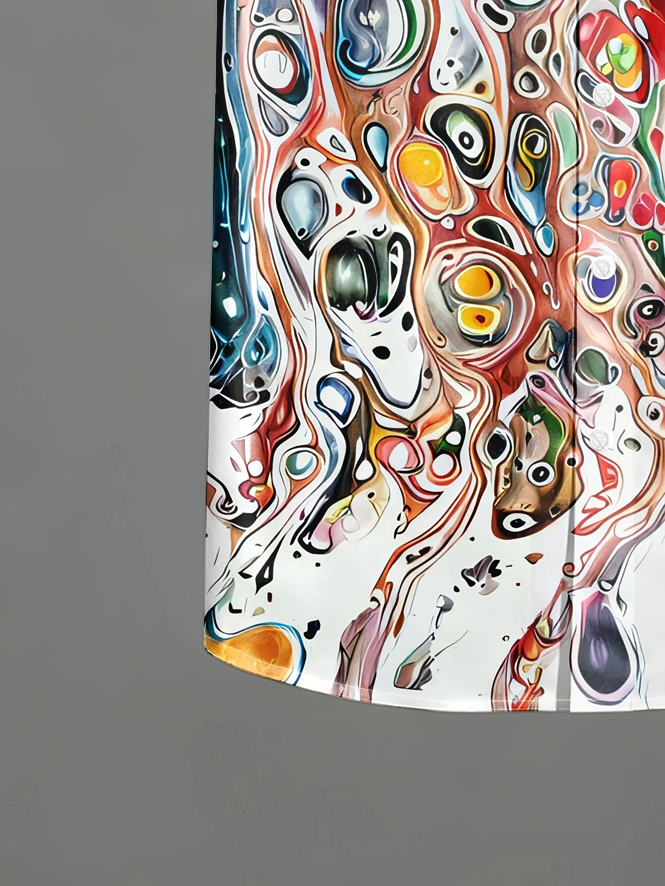 Men Lapel Collar Shirt Multi‑Hue Liquid Art Swirl Irregular Texture Graphic Polyester Long‑Sleeve Top