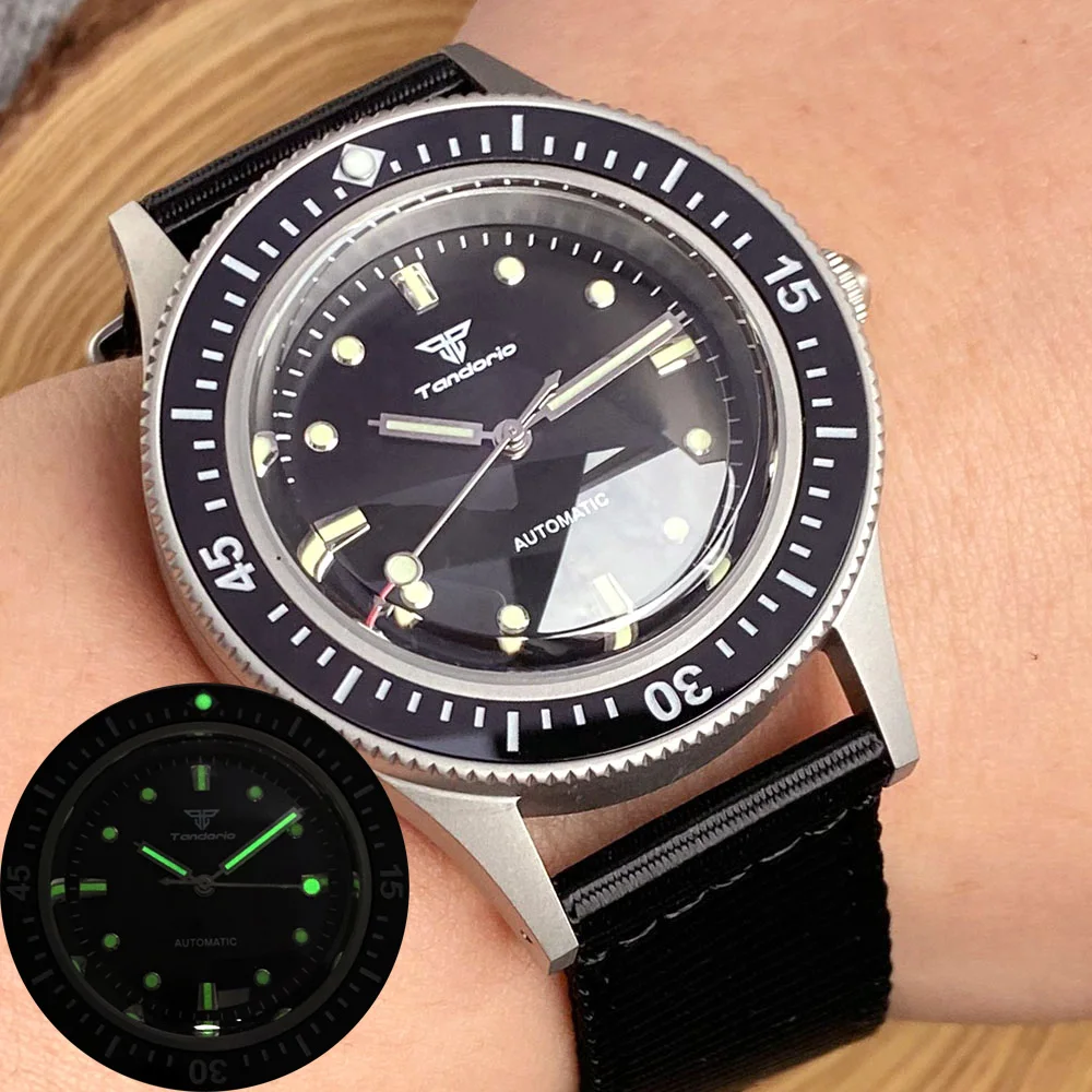 

40mm 20ATM 50-Fathoms Retro Watch Men Ceramic Bezel Dome Sapphire Glass Green C3 Luminous Bezel NH35 PT5000 Automatic