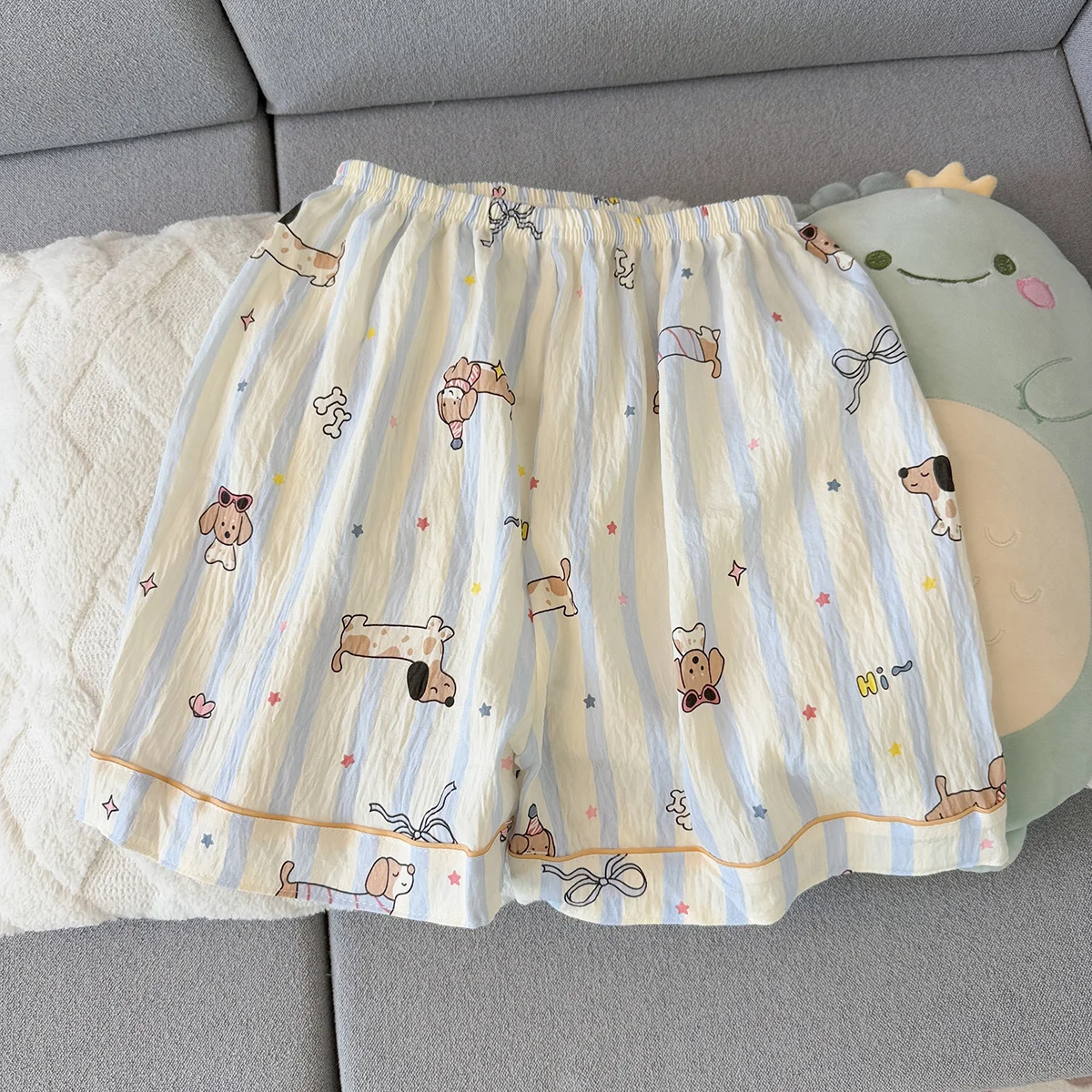 Summer Thin Pajamas for Women with Puppy Pattern, Short-Sleeved Shorts, Sweet and Cute, Can Be Worn Outside in Summer, Home Wear Set, Two-Piece Set view 4