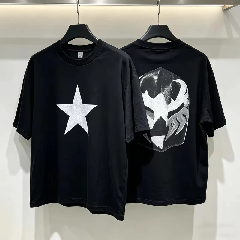 2026 Wrestler Mask Star Graphic Large Printed Cotton Unisex Short Sleeve T-Shirts for Kids Adults Street Casual Tops