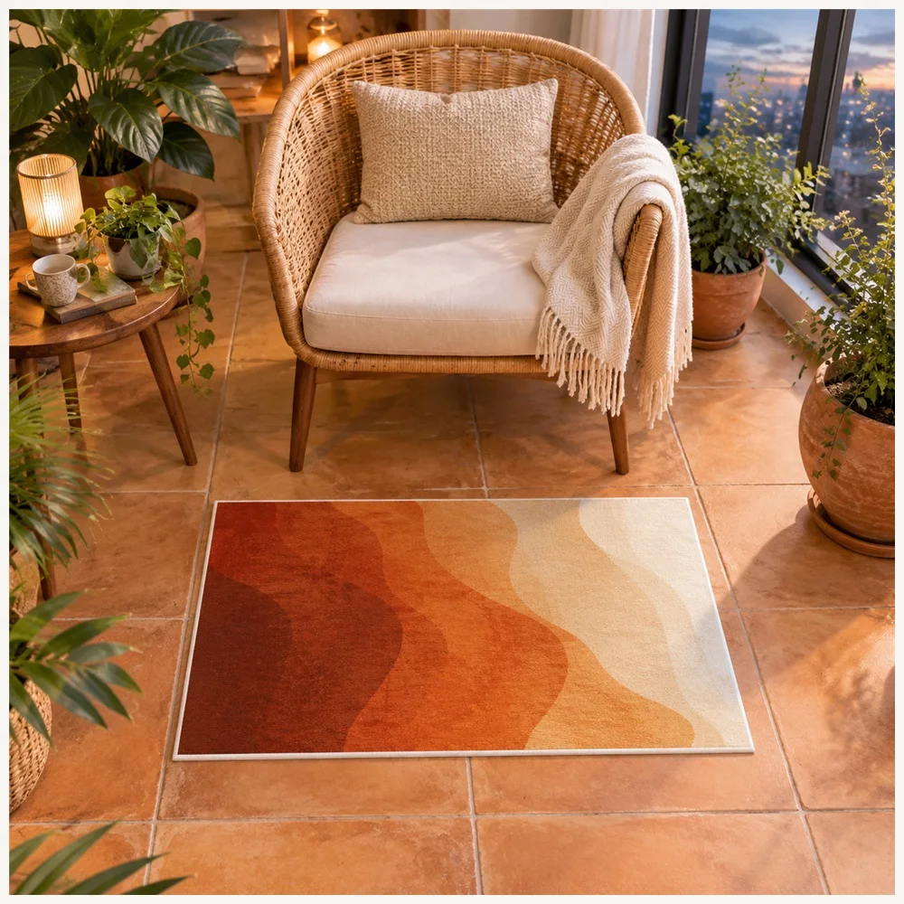 VIKAMA Abstract Colour Field Gradient Door Mat, Non Slip Easy Clean Flannel Rug, Modern Art Floor Mat for Hallway, Front Door