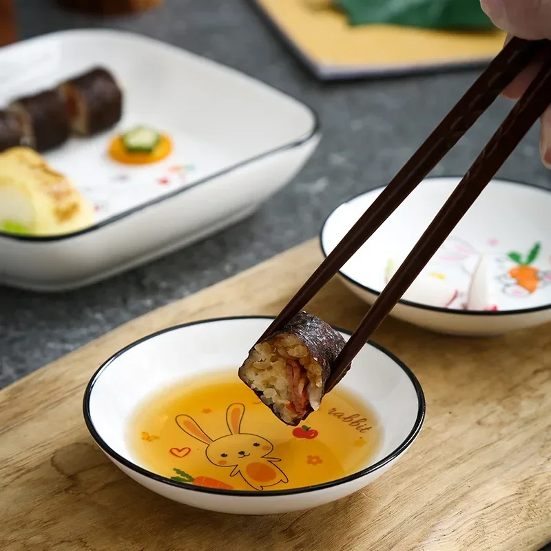 Cartoon Cat Snack Dipping Plates Household Ceramic Seasoning Dish Creative Kitchen Small Sauce Bowl Vinegar Soy Snack Dishes