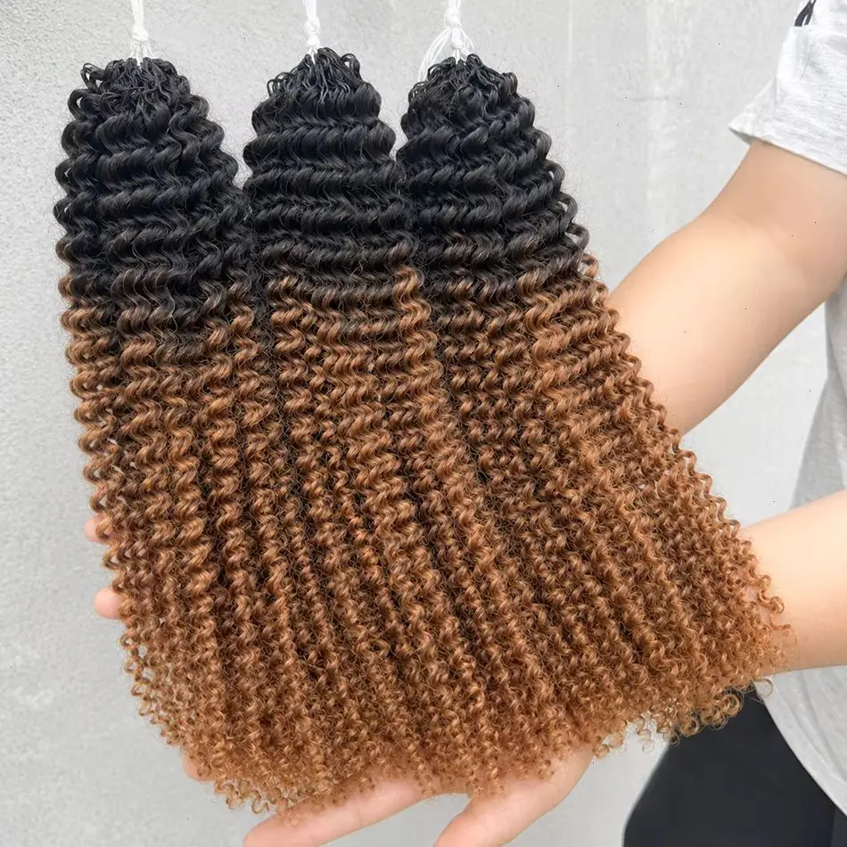 Miracle Knots TB30 Medium Brown Kinky Curly Crochet Human Hair Premium Raw Cuticle Aligned Virgin Hair Feather Hand Tied Weft Luxury Salon Grade Braiding Hair Minimal Shedding Natural Spring Curl Editable Bleachable Reusable High End Hair