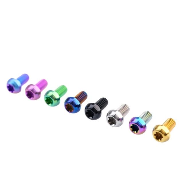 M5 p0.8mm x 8 9 10 12 14 16 18 20 25mm TC4 GR5 Titanium Alloy Screw T25 button Torx Head Multiple Color For Bicycle Disc Brake