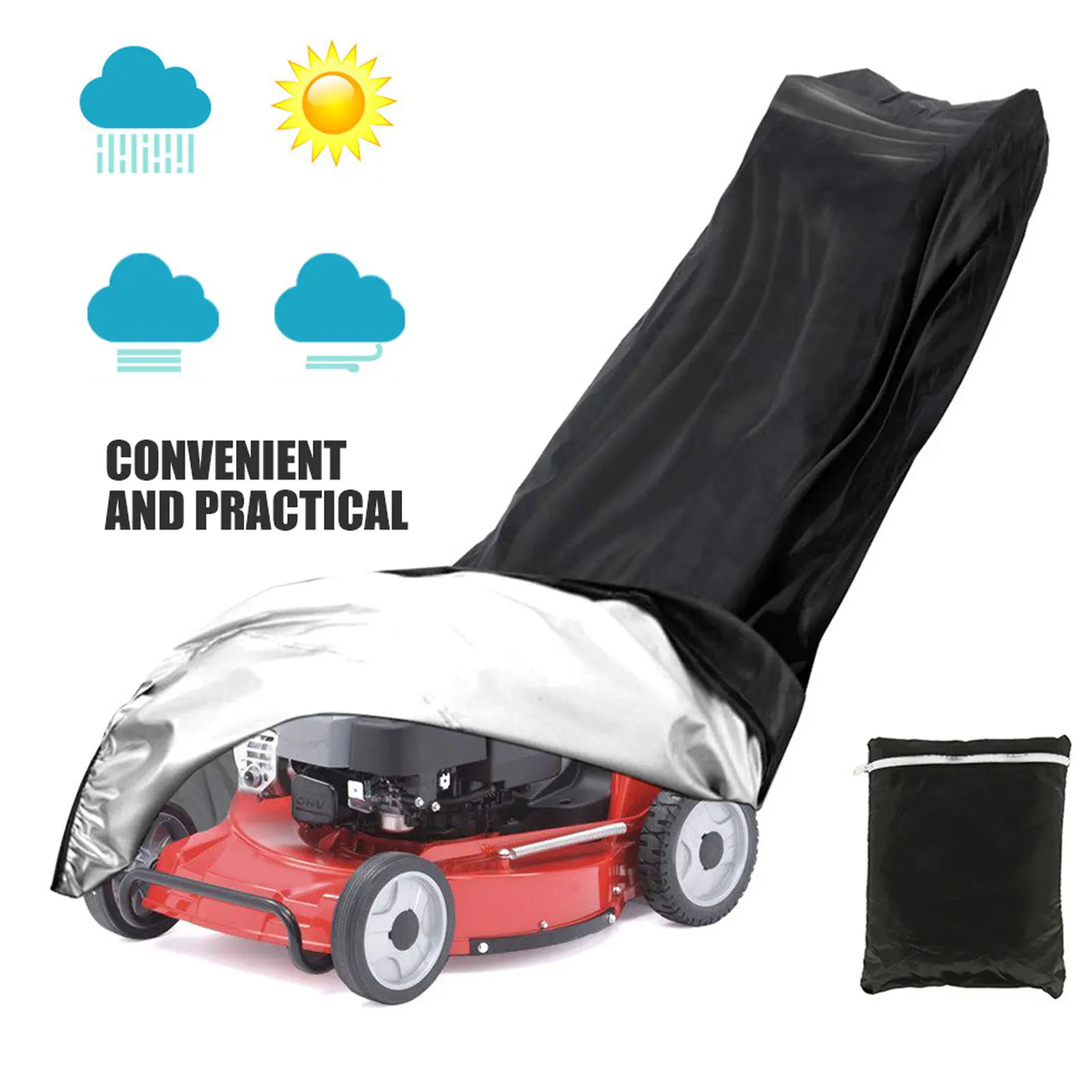 Lawn Mower Cover Dustproof Rainproof Sunproof Protective Foldable Oxford Cloth for Yard Tool Storage
