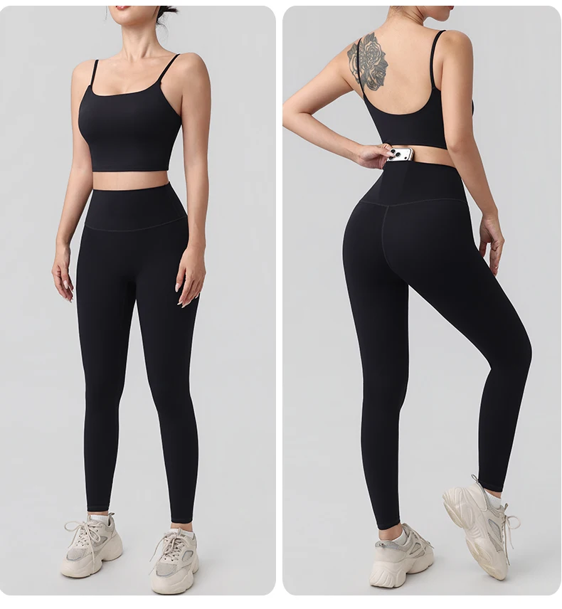 2-teiliger Yoga-Anzug für Damen, Sport-BH, High-Waist-Leggings, Fitness-Outfit, Sportbekleidung, Trainingskleidung, Sportswear – Detail 9