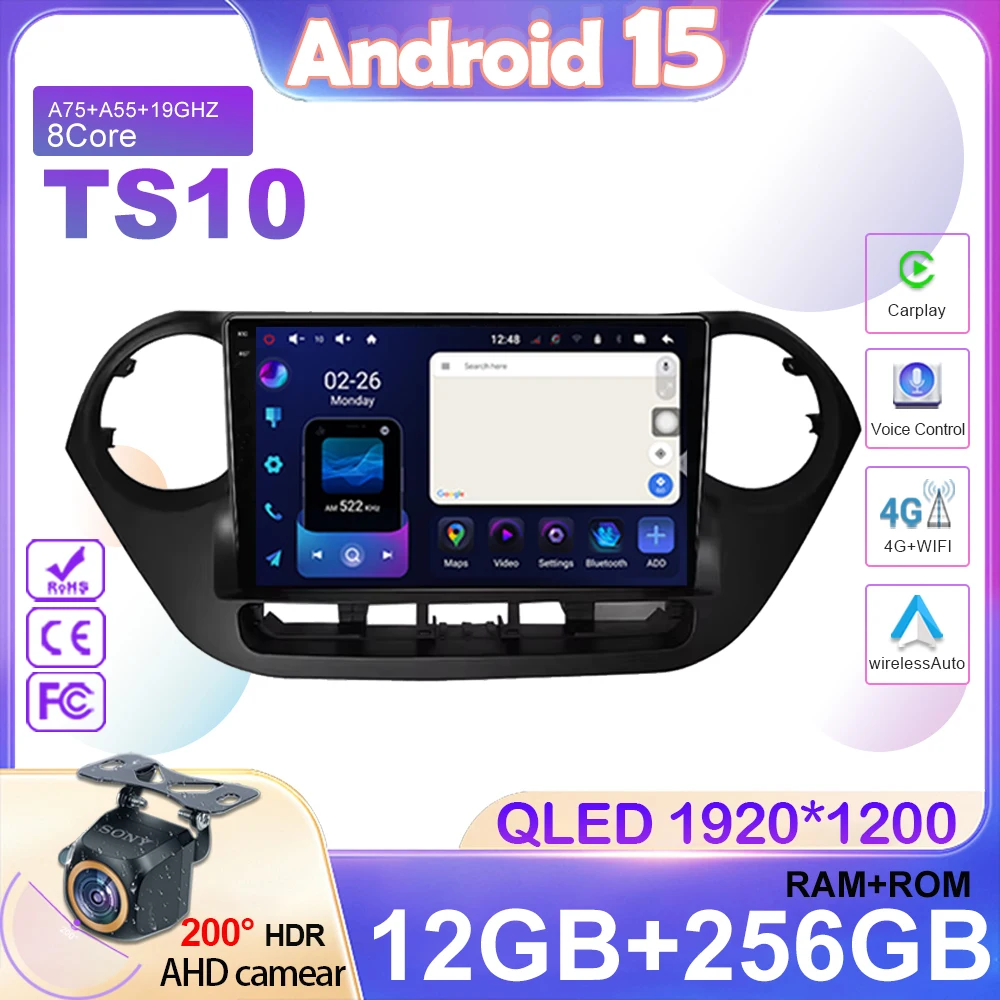 

Car Radio For Hyundai Grand i10 i 10 2013 2014 2015 2016 2017 2018 Carplay Navigation Android Auto Screen 5G Wifi Video No 2din