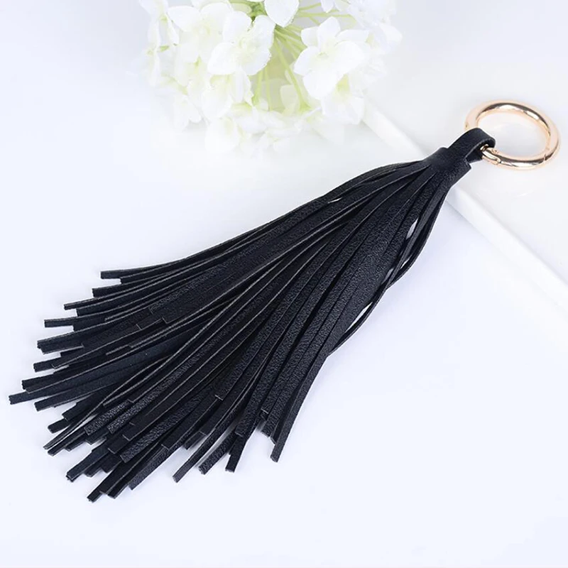 Fashion Tassel Key Chain Women Cute Tassel KeyChain Bag Accessory PU Leather Tassels Car Key Ring Fringe Jewelry
