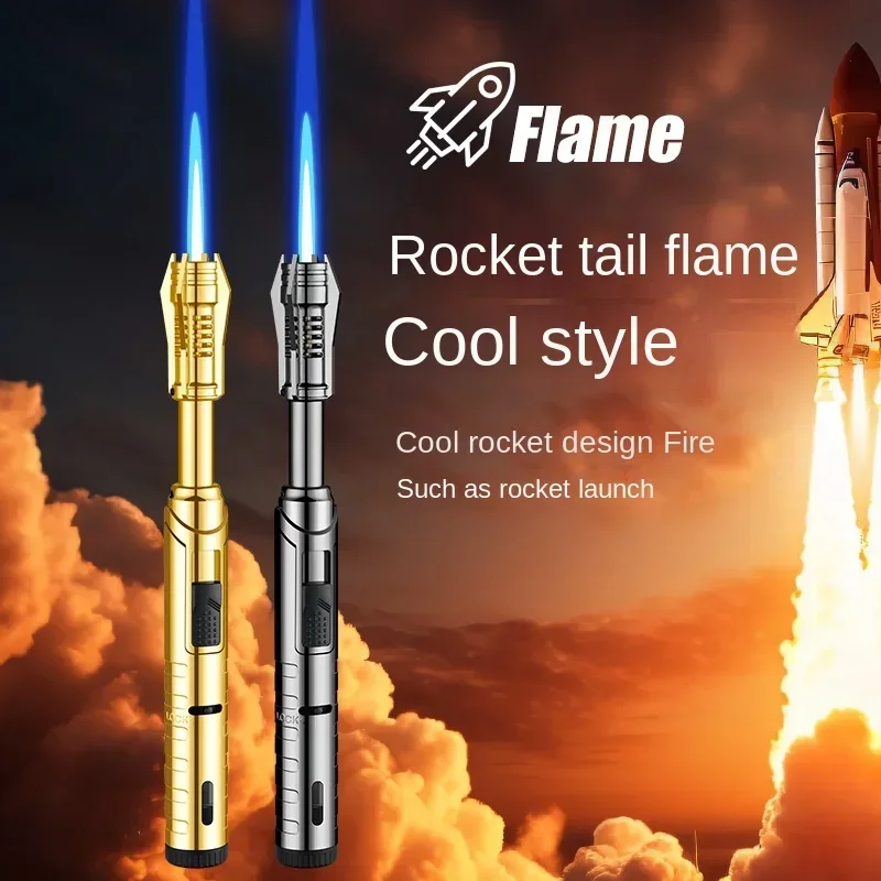 2024 New Unusual Butane Gas Lighter 360° Use Metal Outdoor Windproof Turbine Torch Jet Lighter Gun BBQ Welding Cigar Tool