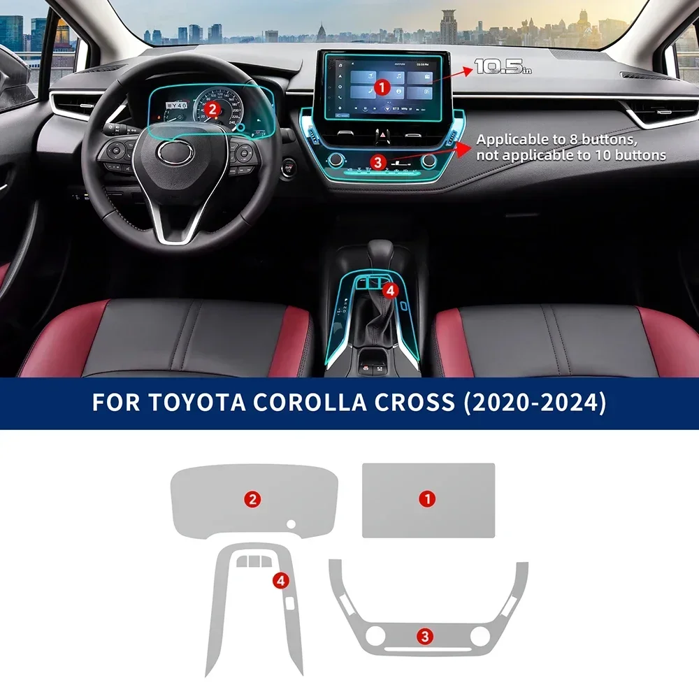 Toyota Corolla Cross için iç TPU Film 2020 2021 2022 2023 2024 araba koruyucu etiket 10.5in navigasyon ekranı çizilmez