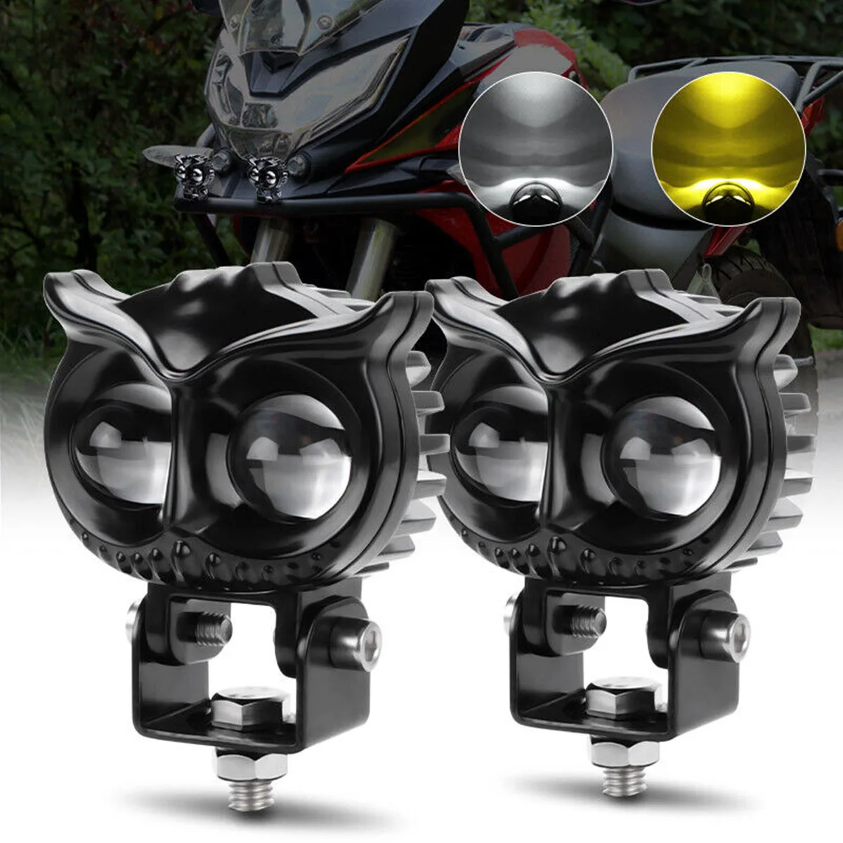 

2Pcs LED Motorcycle Headlight White Yellow Car Lights Bulbs Headlight Spotlights Auxiliary Scooter LED Fog Work Lamps Accessory