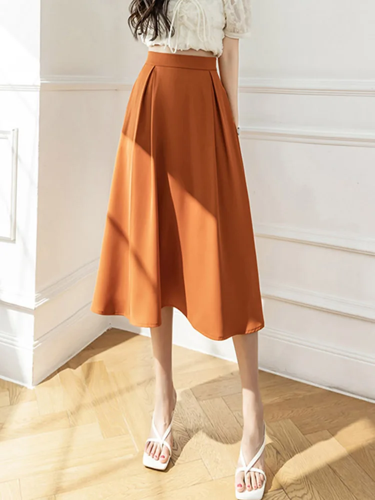 

Fashion skirt 2024 new high waist, hip covering and thin a-shaped big pendulum umbrella skirt temperament versatile long skirt