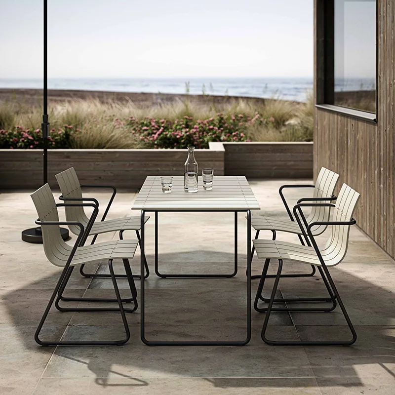 Outdoor aluminum alloy table and chair combination courtyard open-air leisure club advanced landscape garden table and chair