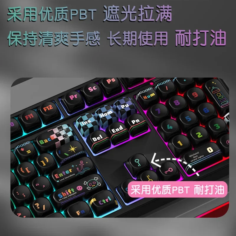 

Colorful black personality creative keycap moa high pbt thermal sublimation customized mechanical keyboard cap