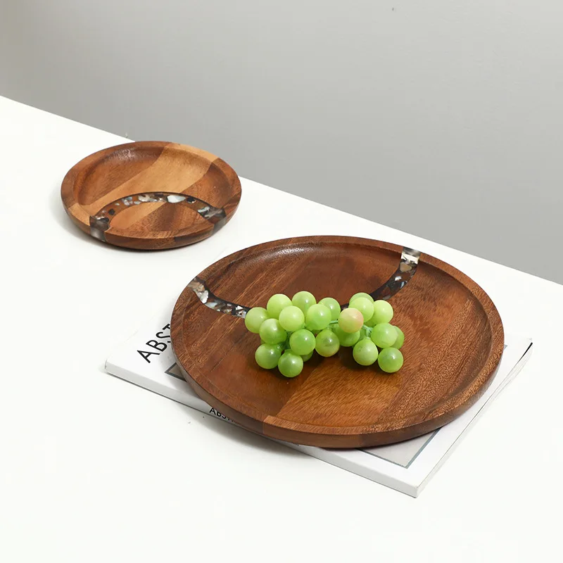 

Modern log wind food light fragments wood grain fruit plate, homestay dining table creative storage plate decoration