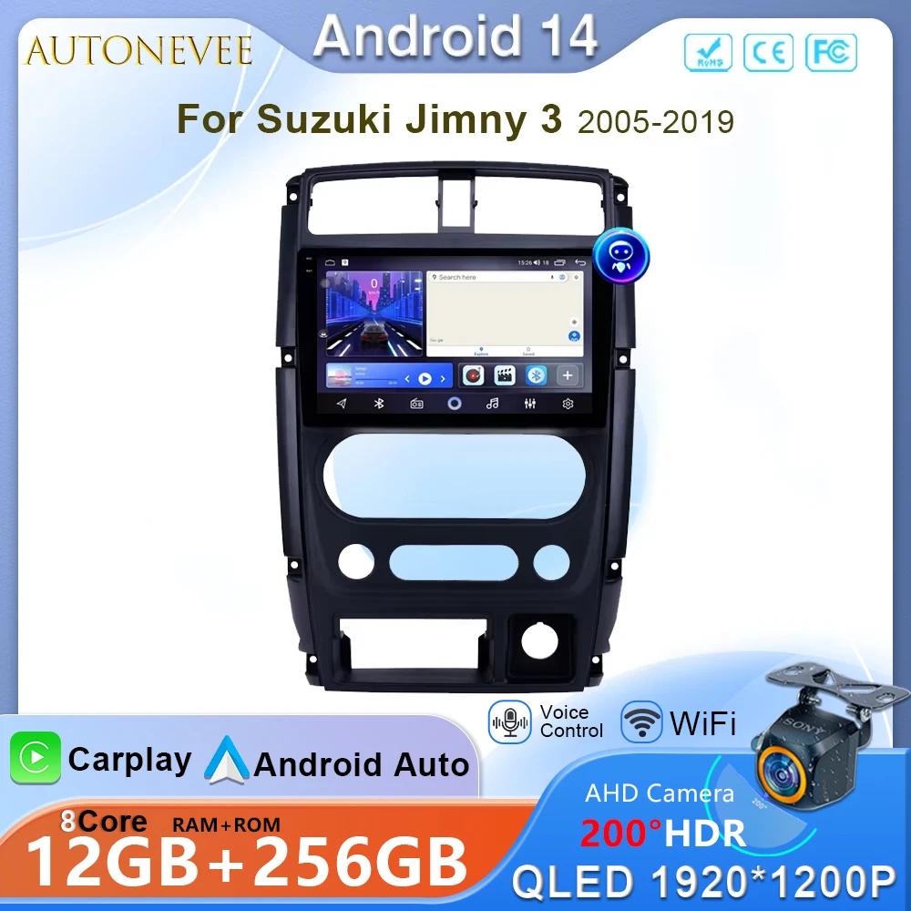 

AutoNevee 9‘’ Android 14 For Suzuki Jimny 3 2005-2019 Car Radio Multimedia Player Navigation GPS Head Unit Stereo No 2Din DVD BT