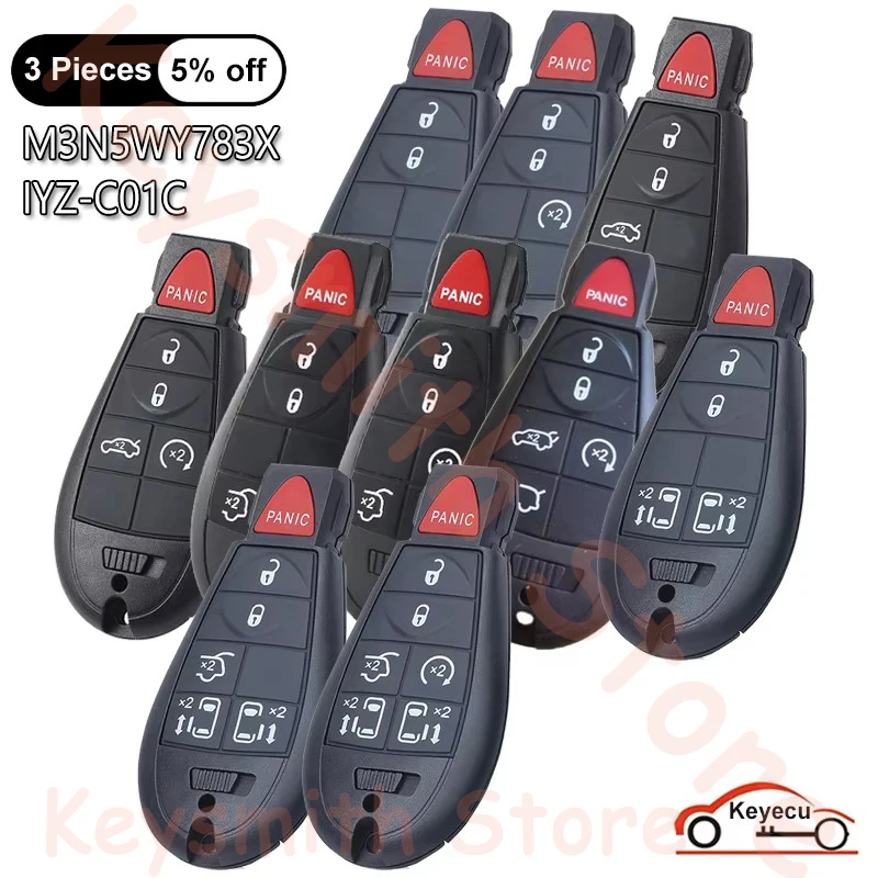 

KEYECU 3 4 5 6 7 кнопок 433 МГц ID46 Чип для Jeep для Chrysler для Dodge Пульт дистанционного управления FCC ID: M3N5WY783X/IYZ-C01C