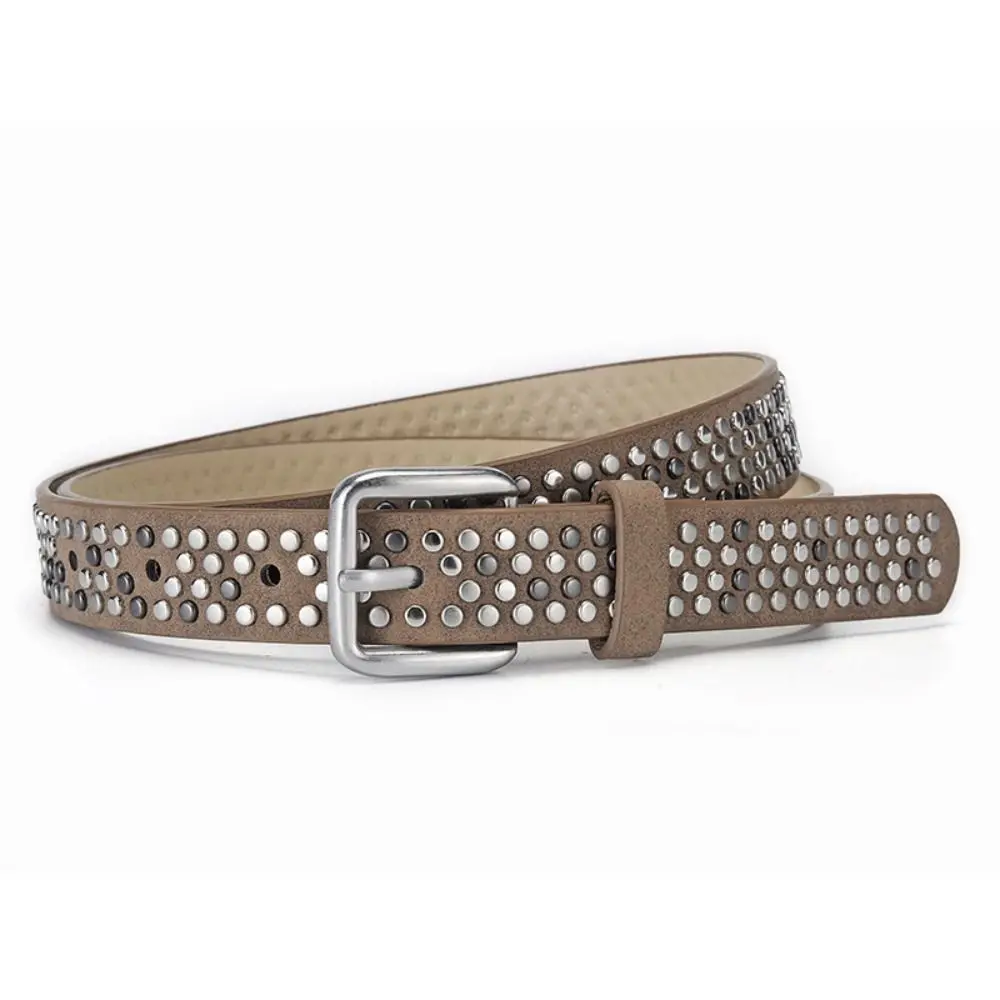 العصرية دبوس مشبك الجلد المدبوغ برشام حزام فاخر تصميم الرجعية الأعمال حزام الخصر عادية الشرير زنار مقترنة مع التنانير الجينز