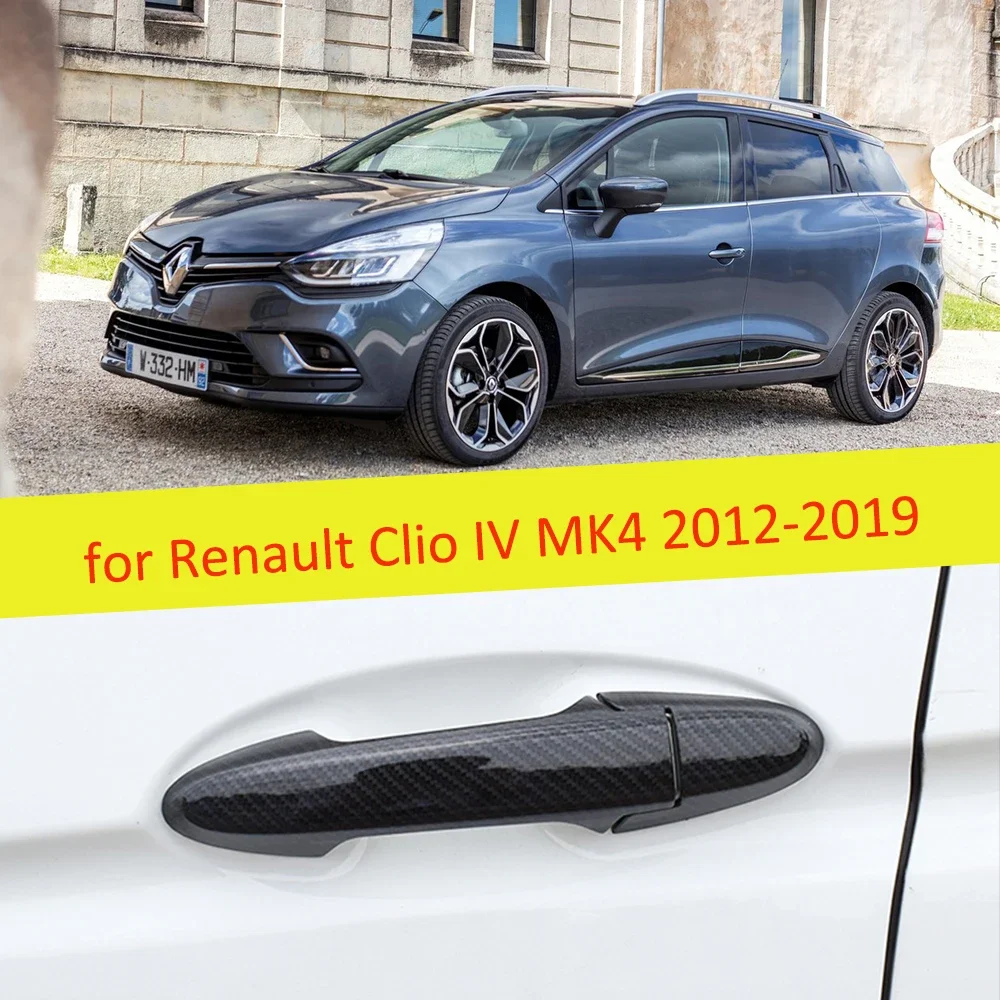 Carbon Fiber Door Handle Cover Catch Trim Car Accessories for Renault Clio IV MK4 2012 2013 2014 2015 2016 2017 2018 2019