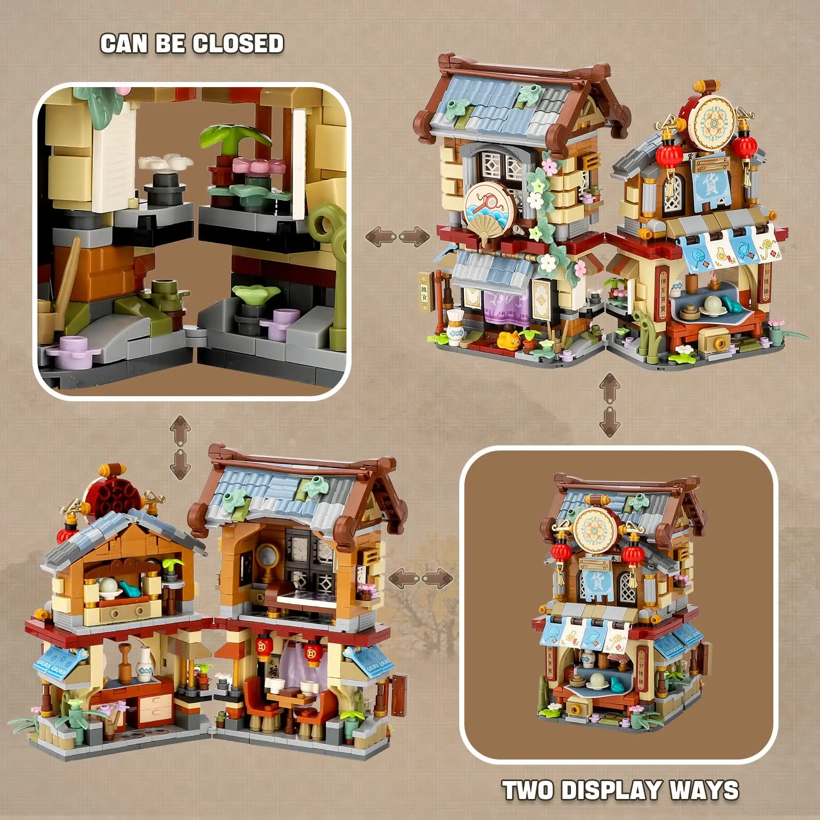 970 pçs loja de mercearia vista rua mini blocos de construção modelo moc conjuntos de construção criativos para meninos arquitetura brinquedo presentes para crianças