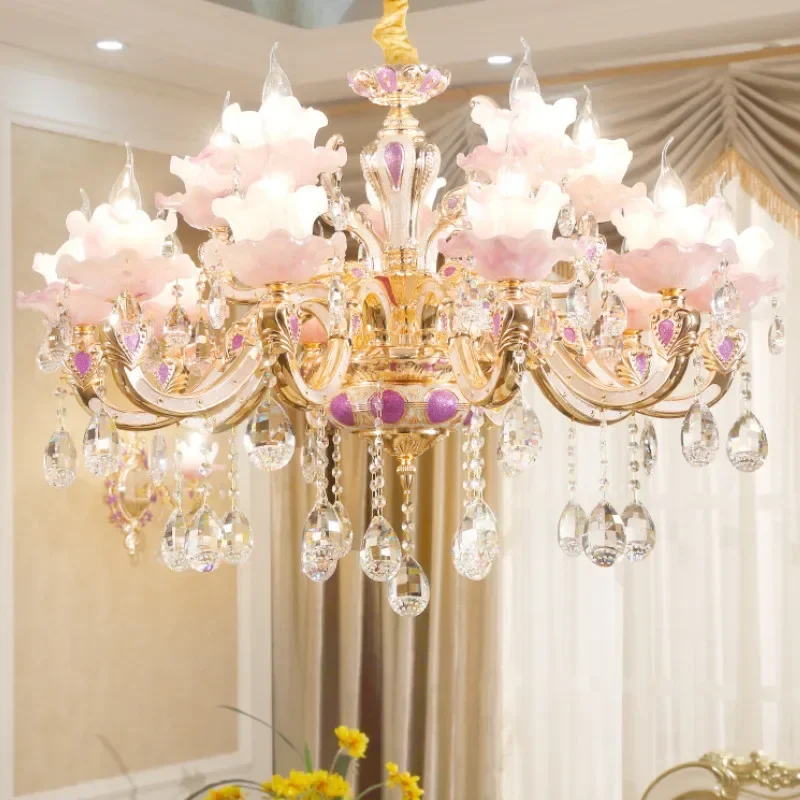 Zinc Alloy Crystal Chandelier Modern Living Room Decoration Lighting European Restaurant Bedroom Candle Lamps
