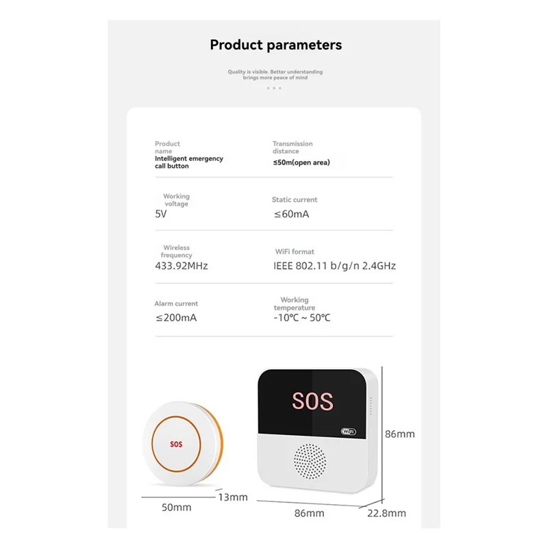 B24B Tuya Wifi inteligente SOS + sistema de alerta de emergencia con botón de 3 llamadas para personas mayores con buscapersonas para cuidadores para pacientes mayores