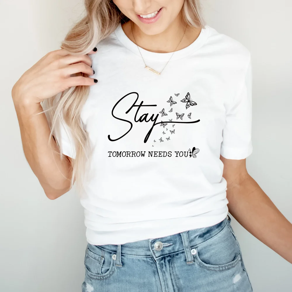 Women's Fashion Fun Stay Tomorrow Need You Pattern Printed T Shirt Summer Women's Personalized T Shirt Tops