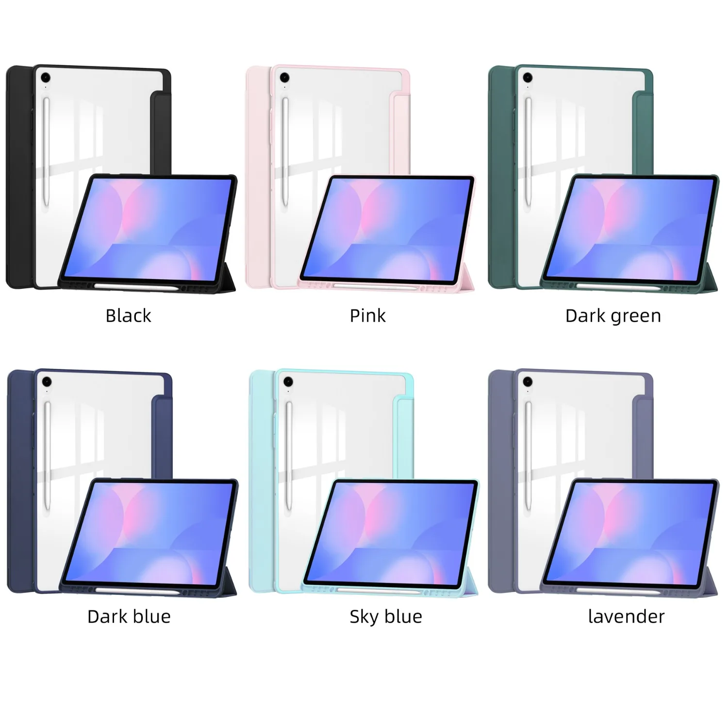 Slim Cover for Samsung Galaxy Tab S10 FE+ / S10 FE Plus Case 13.1 Inch S Pen Holder Tri-Fold Stand Tablet Cover Auto Wake/Sleep 6