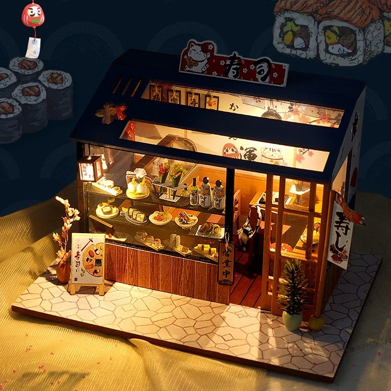 CUTEBEE DIY Dollhouse Kit Wooden Doll Houses Miniature Dollhouse Furniture Kit With LED Toys For Children Birthday Gift