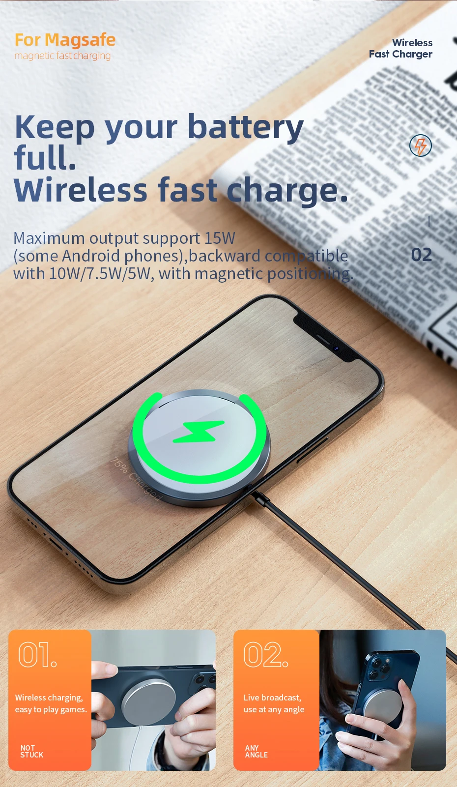 For Apple Magsafes Original Wireless Charger For iPhone 17 16 15 14 13 12 Pro Max Samsung Fast Charging Type C Magnetic Charge