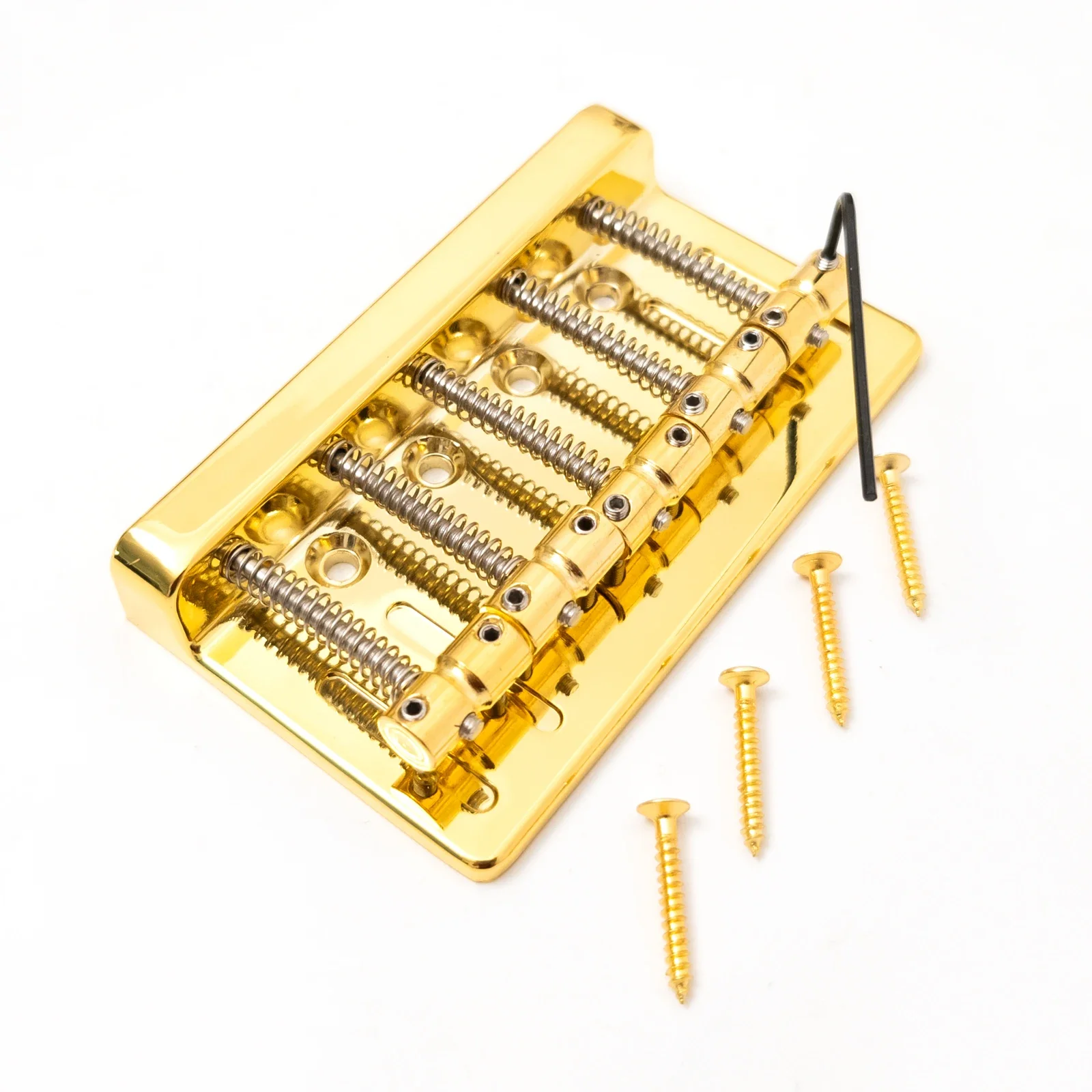 

Metal Hardtail Bridge for 5-String Bass Guitar – Gold Tailpiece Upgrade Part with Saddles