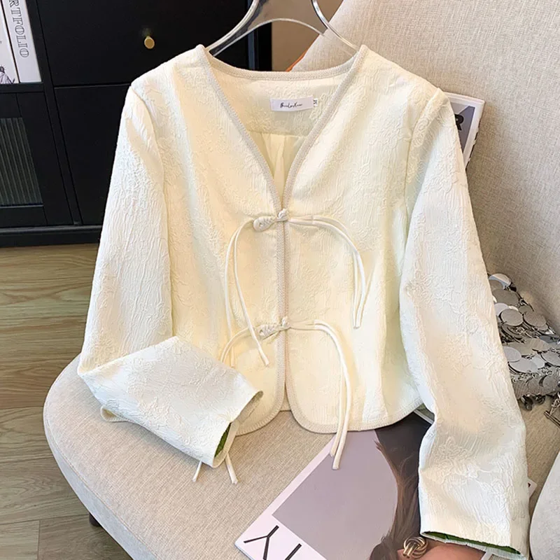 Elegant Women Chinese Style Tang Clothes Jacquard Coat Autumn Spring Costume Short Jacket Improved Tang Clothing Outwear XQ49