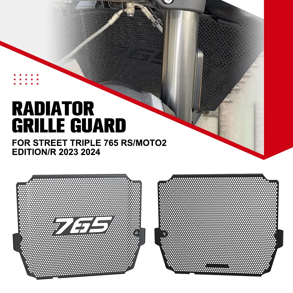 

Motorcycle Accessories For Street Triple 765 RS/Moto2 Edition/R 2023 2024 Aluminum Radiator Guard Grille Cover Protector 765R