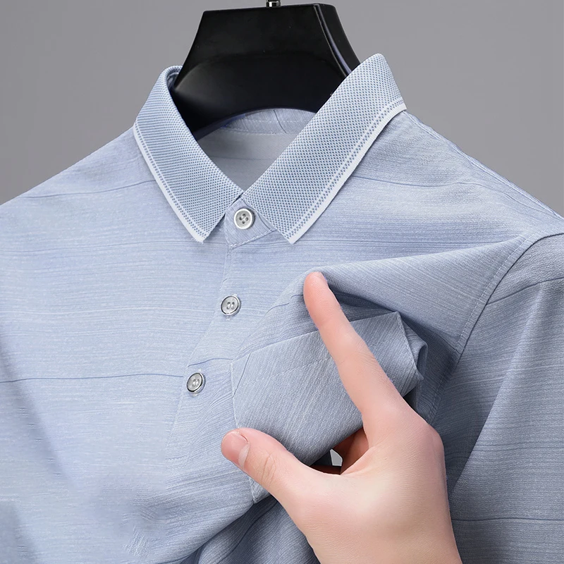 Fashion Lapel Button Solid Color Korean Polo Shirts Men's Clothing 2024 Summer New Casual Pullovers All-match Business Tee Shirt