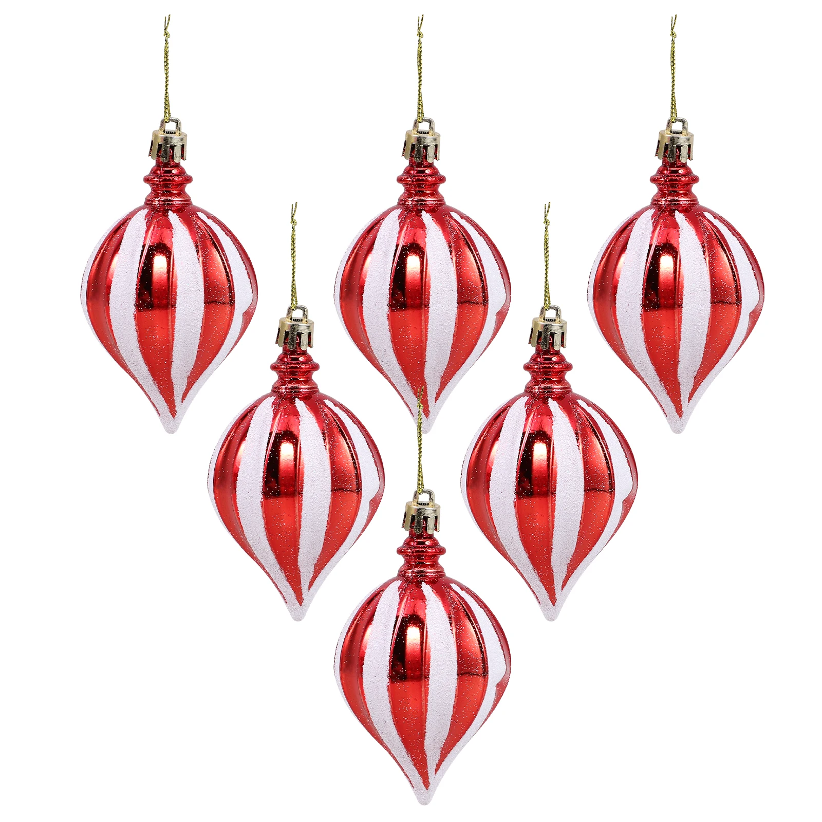 

6pcs Christmas Tree Hanging Ornaments Shiny Gold Decorative Balls Plastic Xmas Decorations Festive Pendants