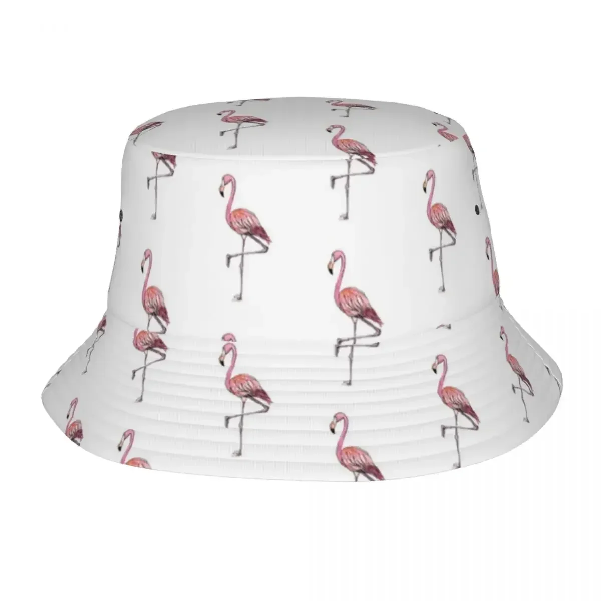 Pink Watercolour Flamingo With Splashes Bucket Hat Panama Hat Children Bob Hats  Fisherman Hats For Summer Fishing Unisex Caps