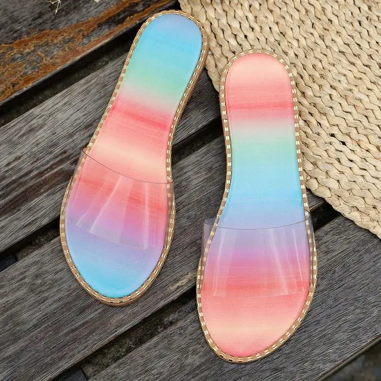 High Quality Fashion Summer Women Slippers Clear Transparent Slip-On Jelly Shoes Ladies Flat Beach Outdoor Holiday Slides