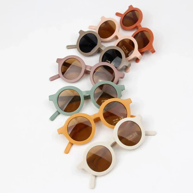 Dropshipping New Round Cute Kids Colorful Glasses UV400 Boy Girls Strong Hinge Cute Light UV400 Sunglasses Oculos de sol