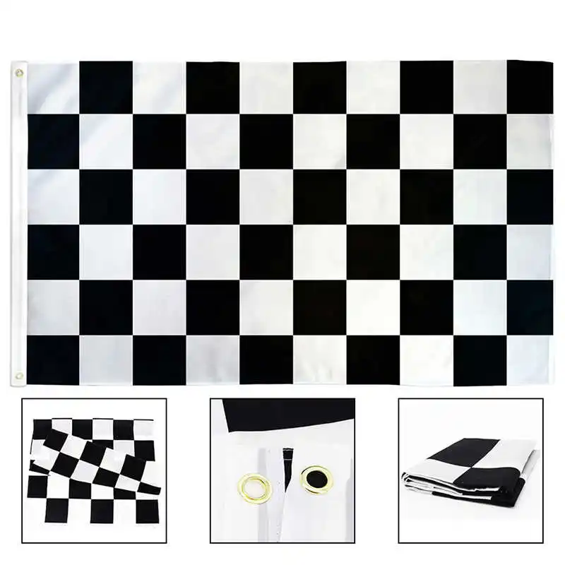 Damalı Otomobil Yarışı Bayrağı Damalı F1 Spor Banner 90x150 cm Polyester Baskılı Ev Partisi Araba Dekorasyon Kutlama Maçı