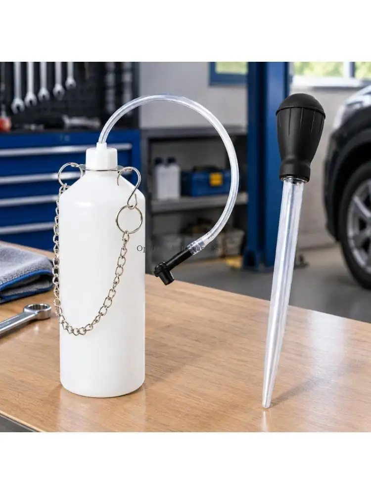 Brake Fluid Maintenance with Bottle and Suction Bulb Tool