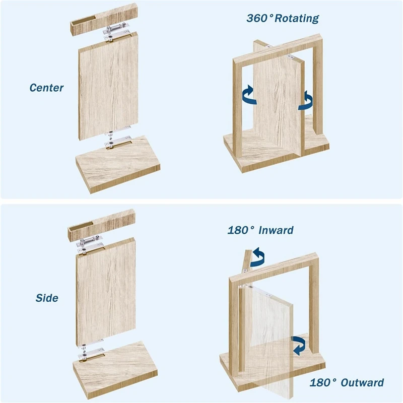 Stainless Steel Pivot Hinge For Wood Door, Door Hinge For Secret Door, With 360 Degree Rotation, Invisible Pivot 2Pcs