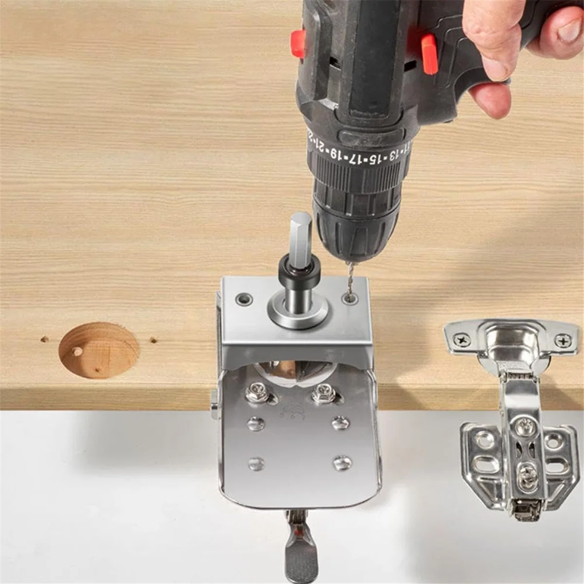 

A67Z Adjustable Concealed Hinge Jig Kit, 0-30mm Door Hinge Installation Tool with Precision Positioning, Stainless Steel